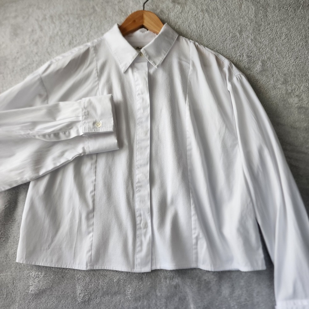 Madewell Straight Hem Shirt Womens Size Medium White Cotton Poplin Drop Shoulder - Picture 4 of 8